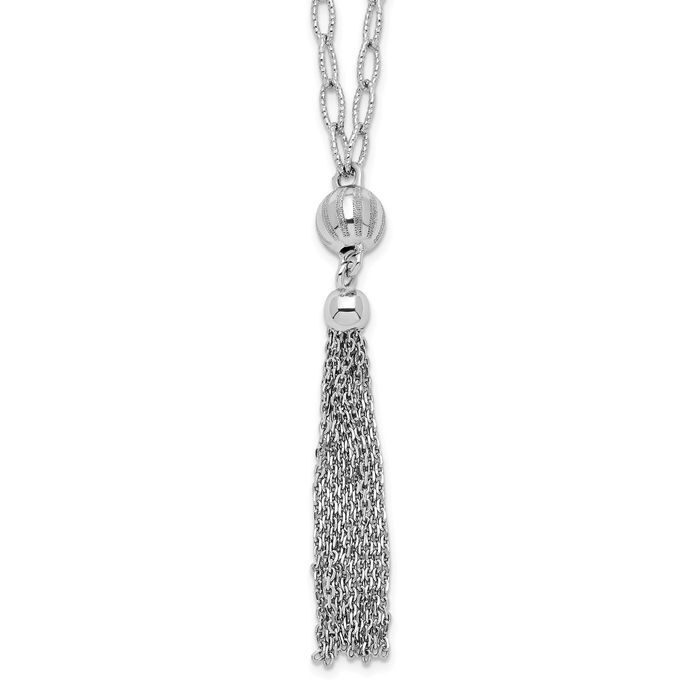 925 Sterling Silver Beaded Tassel Chain Necklace | eBay