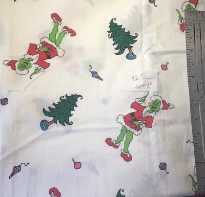 How The Grinch Stole Christmas Fabric Rare Print 1.125 Yards 