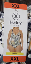 Hurley Women's UPF 50 Stretch One Piece Swimsuit, Green Palm Print Size XXL NEW