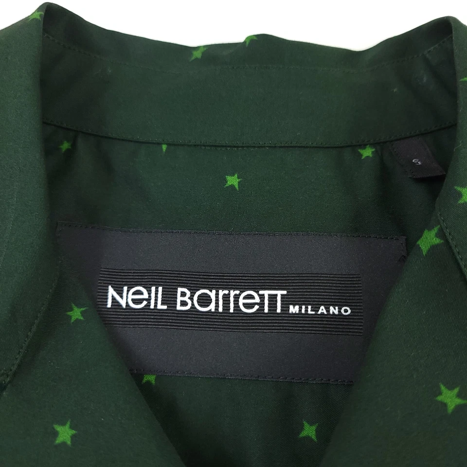 $490 Neil Barrett Boxy Moonlight Dancing Bowling Shirt in Green Mens Size Small - Image 3 of 4