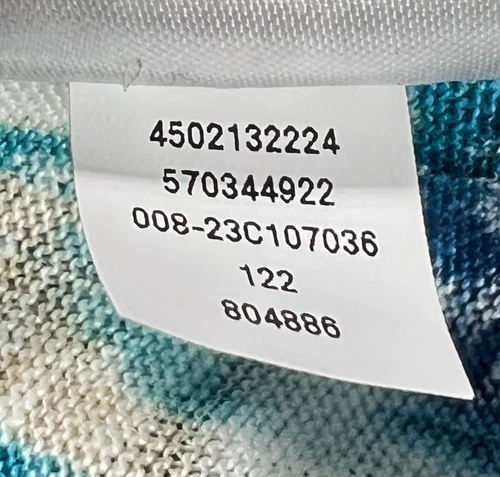 NEW CHICO'S SZ 1 BEACH AQUA LINEN IKAT EMBELLISHED NECK TUNIC 3/4 SLEEVE TOP M - Picture 11 of 12