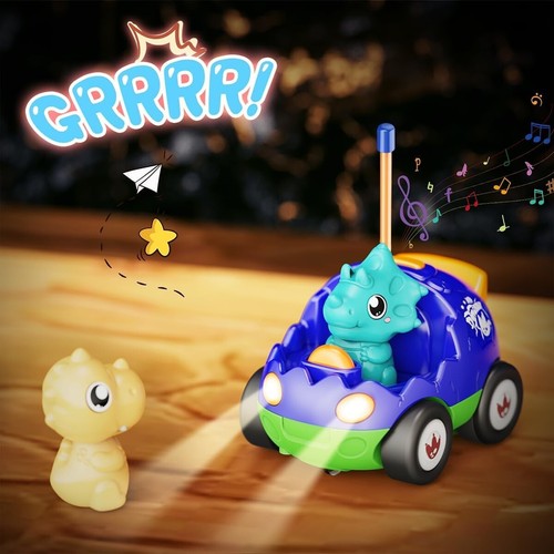 Dinosaur RC Car Toys with Music and Lights, pack of 2 - Picture 4 of 7