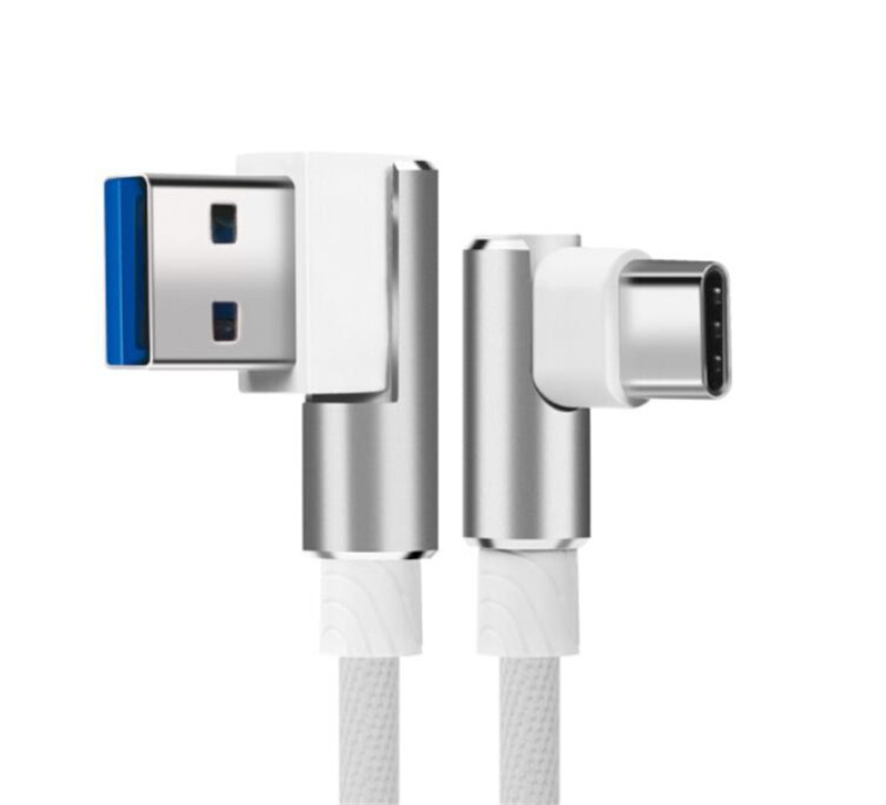 90-Degree USB-C Charger Cable for Samsung S10 S9 S8 - 3/6/10Ft Fast Charging Cord