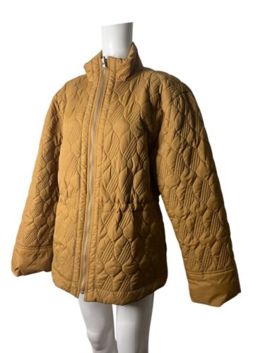 Cappotto giacca trapuntato MarlaWynne taglia media donna marrone caramello tasche zip - Foto 7 di 13