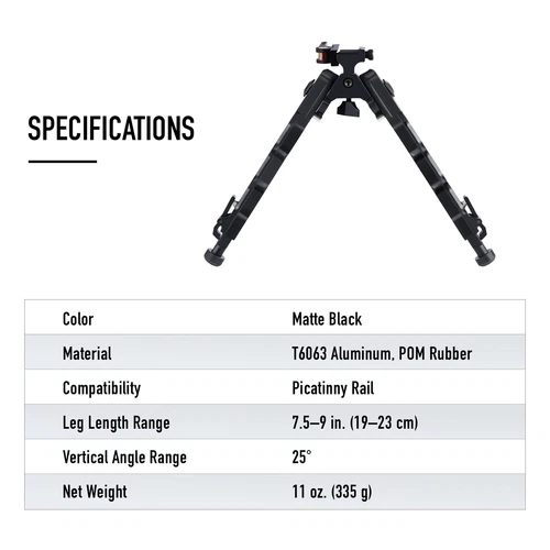 V9 7.5-9In Tactical Rifle Bipod Shooting Swivel Adjustable QD Rail Mount Hunting - Picture 10 of 10