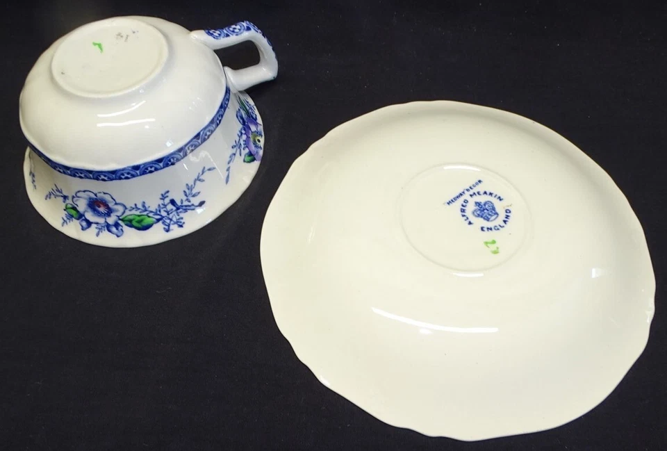Alfred Meakin Medway Blue Decor Multicolor Set of 4 Cups & Saucers - Image 4 of 4