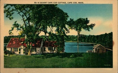 Vintage 1941 Postcard A Quaint Cape Cod Cottage Cape Cod Mass Postmarked