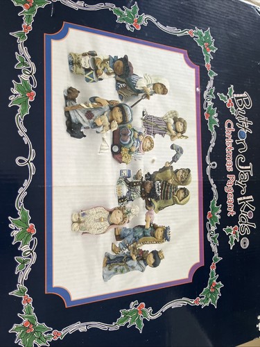 Button Jar Kids Christmas Pageant Nativity Set Great Condition In Box