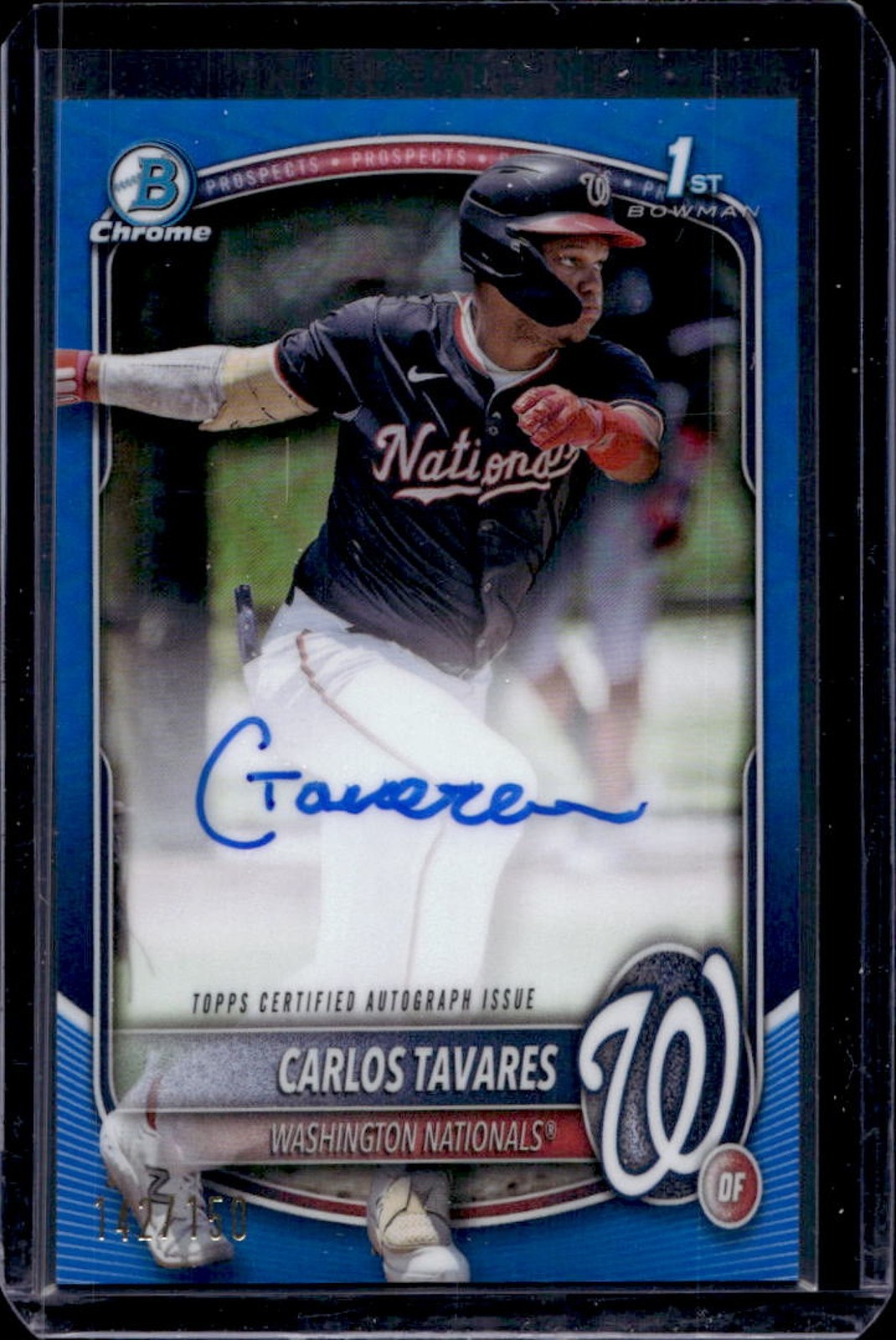 2025 Bowman Chrome Carlos Tavares Auto 1st Blue Refractor #142/150