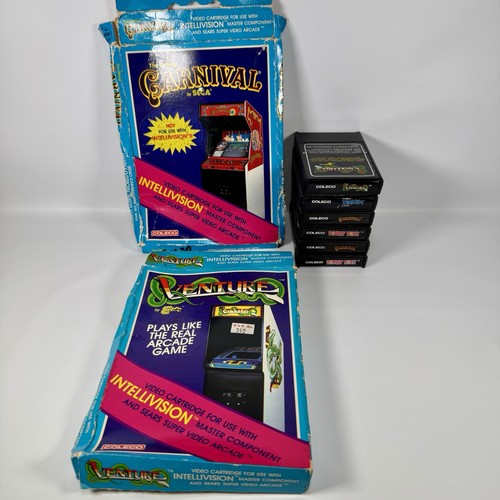 Intellivision Lot 6 Coleco Donkey Kong Zaxxon Carnival Venture mit 2 Crushed Boxen