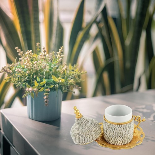 2 Stück Türkische Kaffeetasse Set Untertassen Halter Verziert (Gold) - Bild 5 von 6