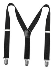 Solid Color Child Kids Suspender with 3 Strong 30inch 6years-5Feet Tall Black