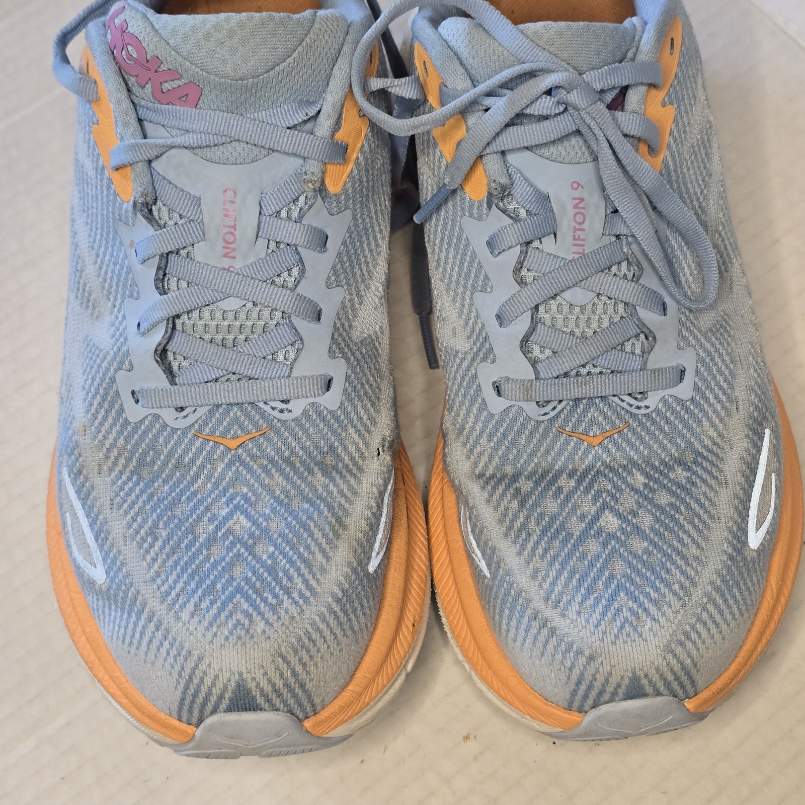 Hoka Clifton 9 Road Running Shoes Women's Size 9.5B Airy Blue Pink Orange thumbnail 14