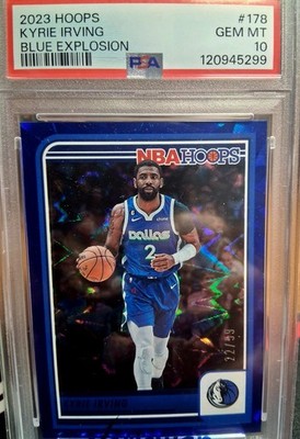 Kyrie Irving  2023-24 Panini Hoops Blue Explosion 22/59 PSA 10 SSP Mavs