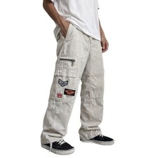 BUGLE BOY Vintage Cargo Pants Y2K Patch Utility Beige 34x30
