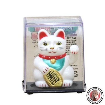NEW Castle Enterprises Mini Waving Maneki-neko [Senmanryo] White Solar-Powered