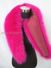 100 Real Fox Fur Collar/neck Wrap/ Rose Red Women Jacket Collar/scarf 100 17 Cm