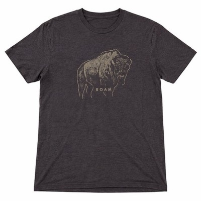 Bison Animal Nature Outdoors Wild Life Graphic Tee Roam Cotton Gray Unisex