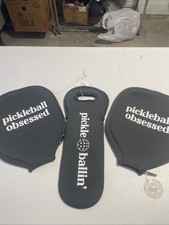 Pickleball Paddle Cover  Ball Case Neoprene Dark Gray Zipper Case NEW