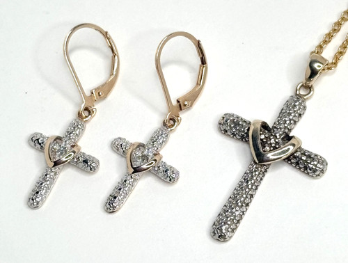 Cross Earrings Necklace Set ROSS SIMONS 925 Sterling Silver Jewelry