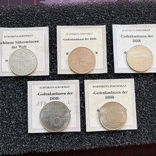 5 Silber Und Gedenkmünzen aus Der ehemaligen DDR ! 5 Und 10 Mark ! Siehe Fotos