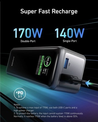 Anker A1340 27650mAh Power Bank - Black (A1340011) for sale online