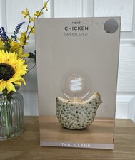 NEW NEXT Green Spot Ceramic Chicken With Bulb Table Lamp