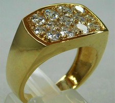 2Ct Lab Created Diamond Cluster Men's Engagement Ring 14K Yellow Gold Plated