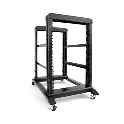 15U Server Rack/4-Post 19in Network Rack/Open Frame Rack with Wheels, Heavy-D...