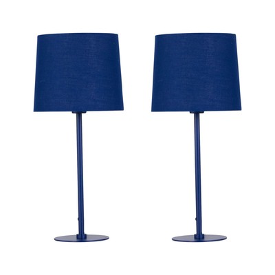 Modern Set of Navy Blue 40cm Bedside Lights Table Lamps Bedroom