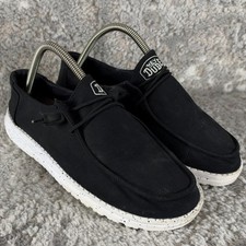 Hey Dude Size 9 Wendy Slub Canvas Comfort Slip On Loafers Black Women