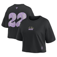 Women's Fanatics A'ja Wilson Black Las Vegas Aces Name & Number Cropped Top
