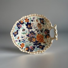 Antico piatto conchiglia Hicks & Meigh, modello tavolozza Imari 53 6,25” C 1820