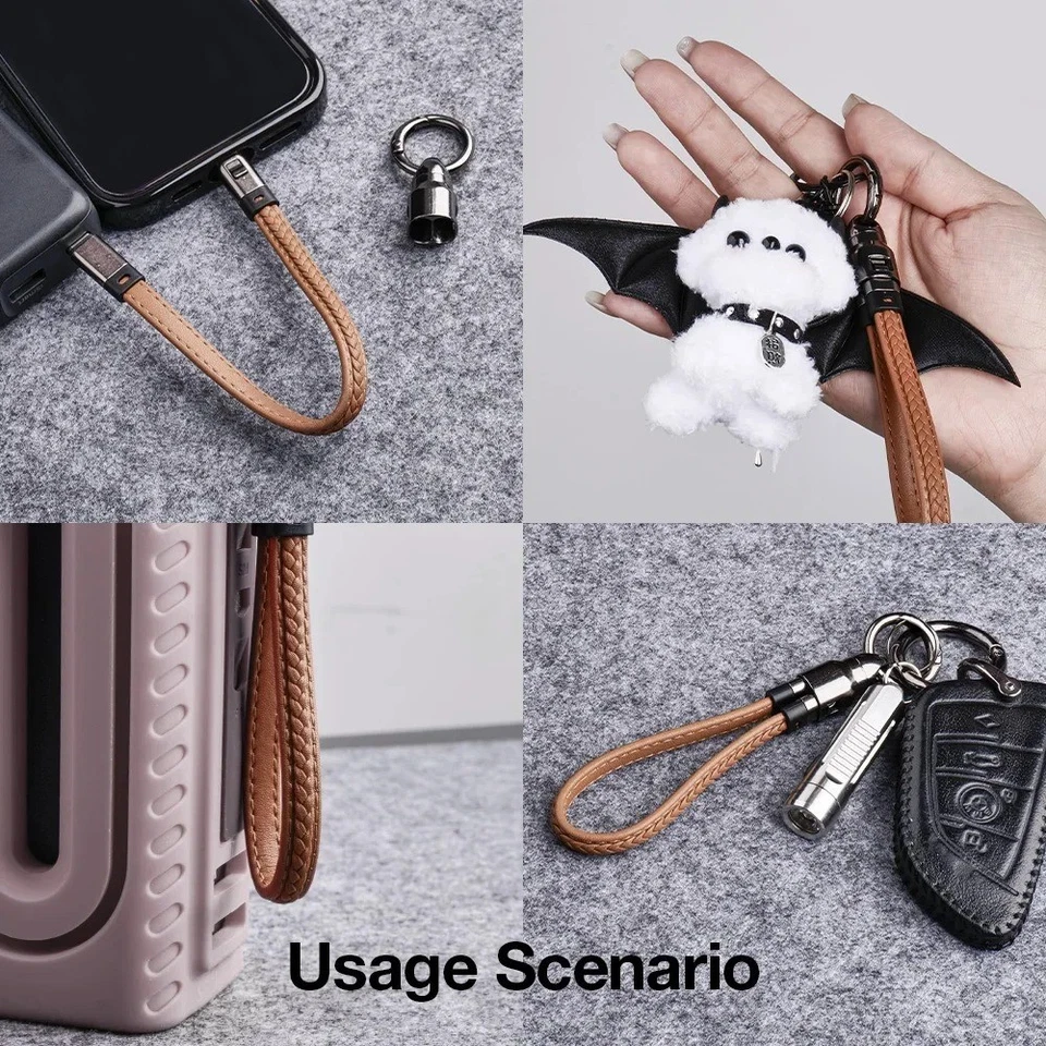Portable USB-C Keychain Cable 240W 5A Fast Charger Type-C Short Charging Cord - Image 2 of 4