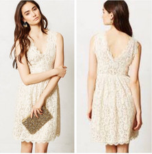 Anthropologie Greylin Ivory Colored Lace Dress, Size Small, EUC