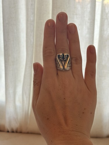 Twin Cobra Skull Motorcycle Ring - Sterling Silver