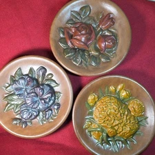 Vintage MCM Ceramic 3D Floral Wall Art Plaque Roses Morning Glory Granny Core 