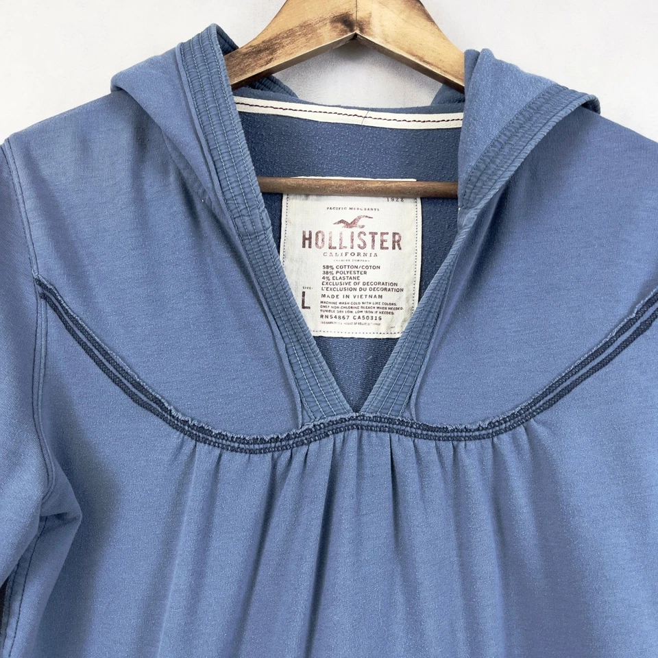 Y2K Hollister Mujer Babydoll HCO Sudadera con Capucha Top Grande Retro Vintage Patinador Costero Foto 4 de 4