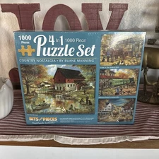 Bits and Pieces COUNTRY NOSTALGIA  (Four 1000 piece Puzzles in 1 Box) New Sealed