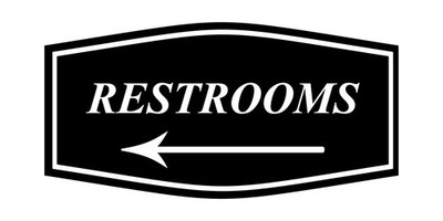 1 PCS Fancy Restrooms Left Arrow Sign Black Large Wall Door Decor Indicator