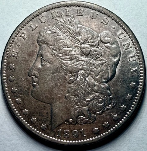 1891 CC Morgan Silver Dollar AU++ Rare Carson City Vam-3