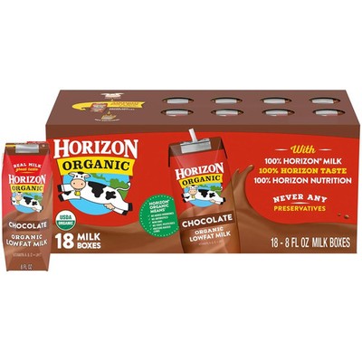Horizon Organic Shelf Stable 1% Low fat Chocolate Milk   18ct  8g Protein