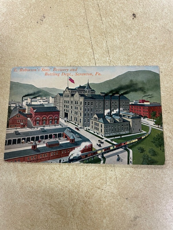 E. Robinson Sons Brewery Scranton PA factory scene postcard excellent