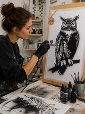 Owl stencil B Airbrush art stencil artists owl bird template