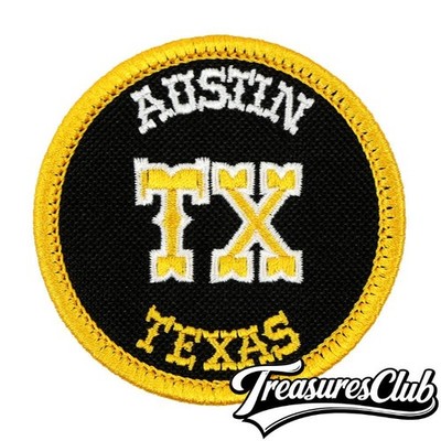 Austin Texas Embroidered Patch Black/Yellow Iron-On Sew-On Backpack Hat Bag 3x3''