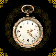 Antico orologio da tasca donna argento 800 | placcato oro | Cylindre 10 rubini | 1900 circa