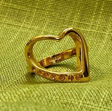 18 k RGP heart detail ring set with yollow cz stones size N