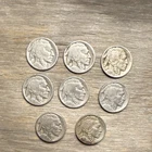 Lot of 8 US Buffalo Nickels 5C Copper-Nickel, Circulated, 1938 Visible