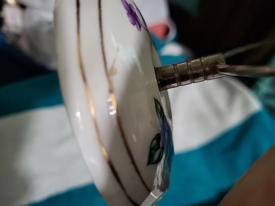 Tocador vintage independiente espejo giratorio base de porcelana floral B22 Foto 4 de 4