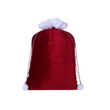 Christmas Drawstring Gift Bags Velvet Santa Red Reusable 15.7x11.8 Inch
